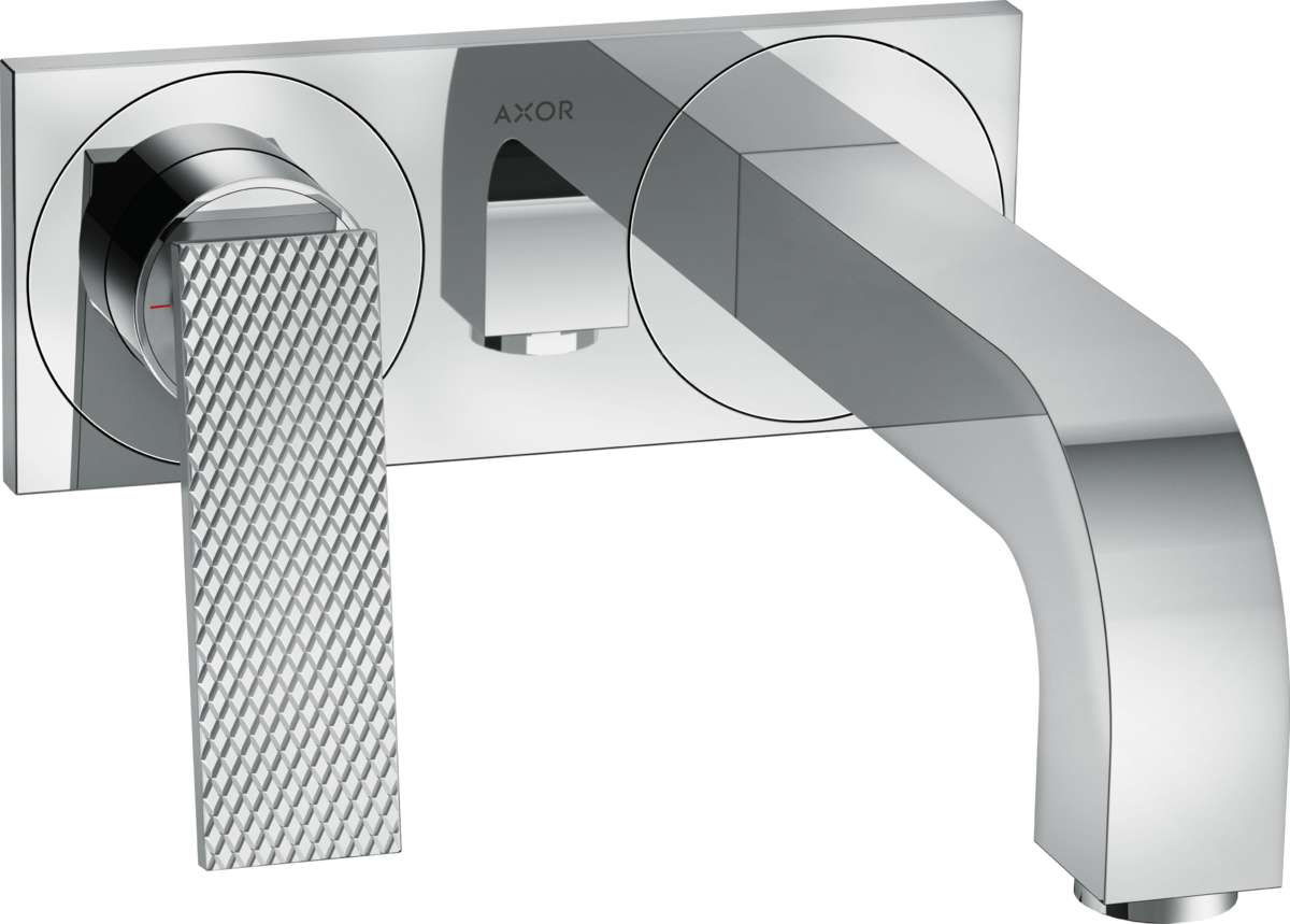 HANSGROHE AXOR Citterio Páková umyvadlová baterie pod omítku, montáž na stěnu, s páčkovou rukojetí, výtokem 220 mm a deskou - rombický brus #39171000 - chrom