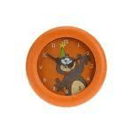 Obrázek Nástěnné hodiny, průměr 26 cm, motiv medvěd, oranžové
