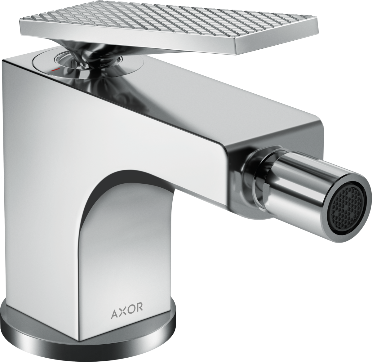 HANSGROHE AXOR Citterio Páková bidetová baterie s páčkovou rukojetí a odtokovou soupravou s táhlem - rombický brus #39201000 - chrom