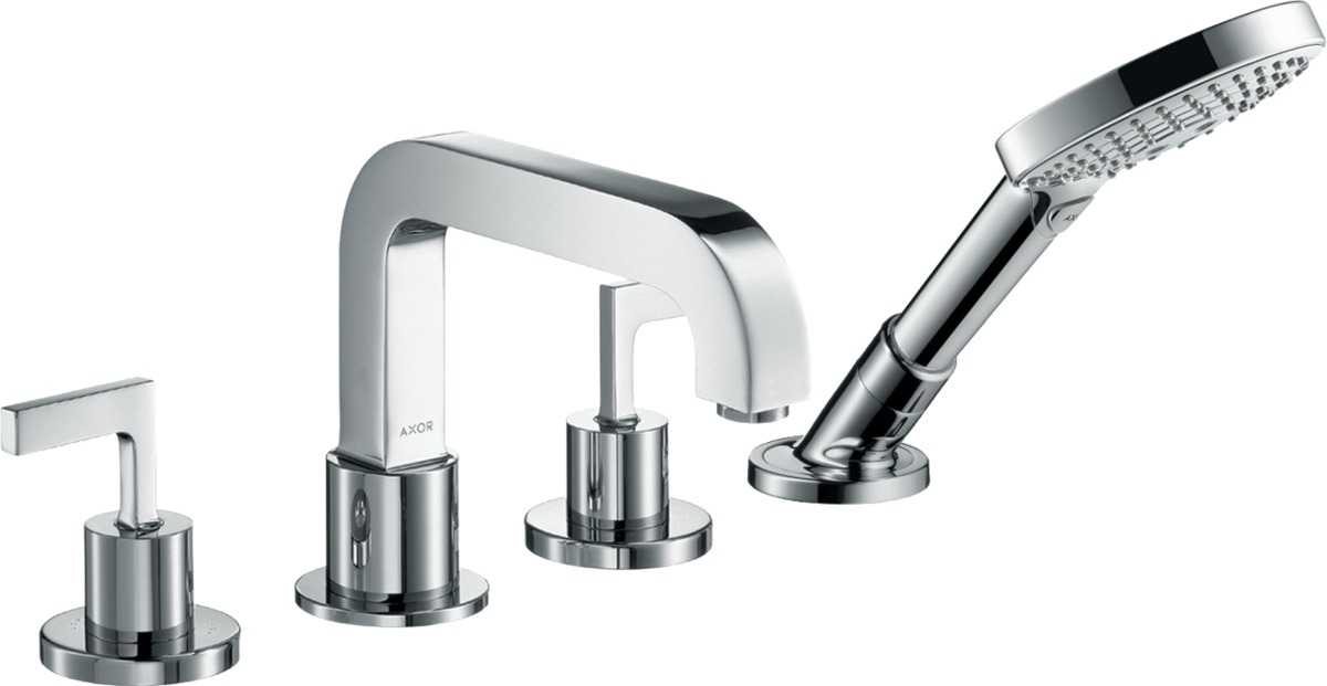 HANSGROHE AXOR Citterio 4otvorová baterie na okraj vany s páčkovými rukojeťmi a rozetami #39446000 - chrom