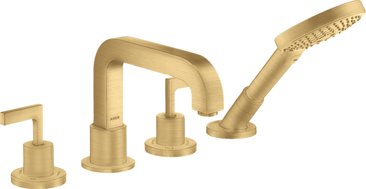 HANSGROHE AXOR Citterio 4-otvorová vanová okrajová baterie s pákovými rukojeťmi #39446250 - Brushed Gold Optic
