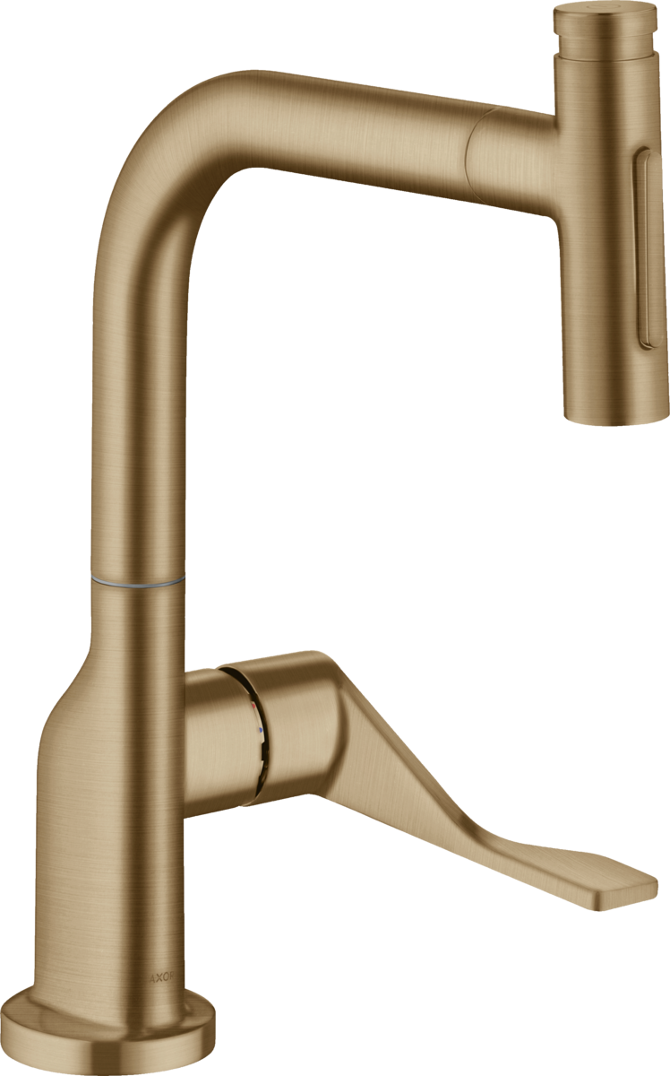 HANSGROHE Jednopáková kuchyňská baterie AXOR Citterio Select 230 2jet s výsuvnou sprchou a sBoxem #39862140 - kartáčovaný bronz