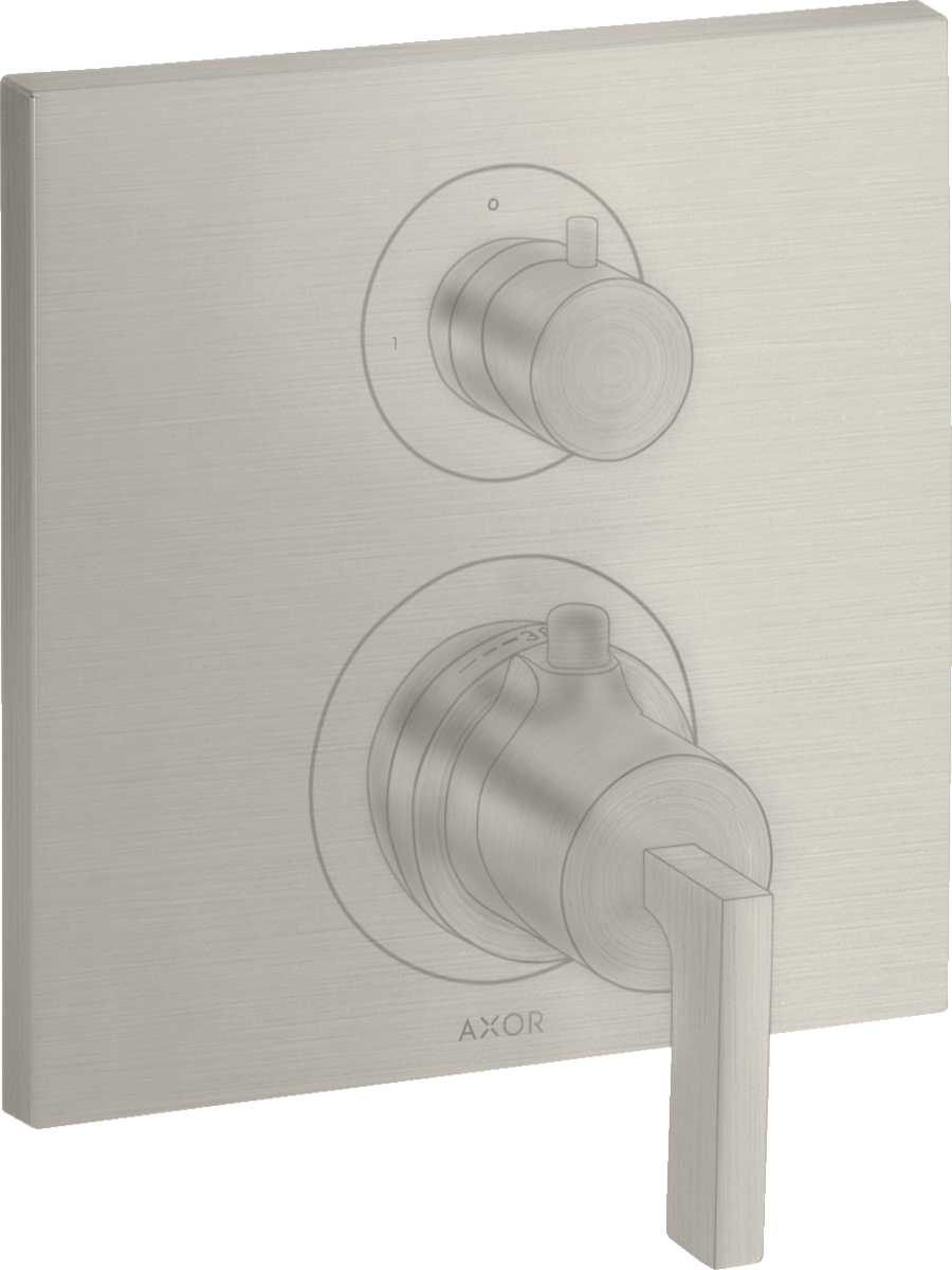 HANSGROHE AXOR Citterio skrytý termostat s uzavíracím ventilem a pákovou rukojetí #39700800 - nerezová ocel Optic