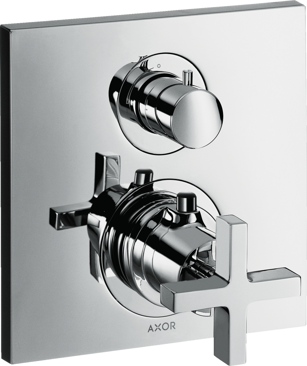 HANSGROHE AXOR Citterio Termostat s podomítkovou instalací, s uzavíracím ventilem a rukojetí ve tvaru kříže #39705000 - chrom