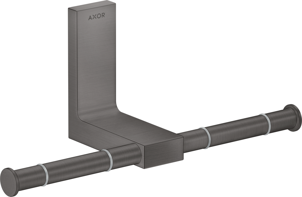 HANSGROHE AXOR Universal Rectangular Držák na toaletní papír dvojitý #42657340 - kartáčovaný černý chrom