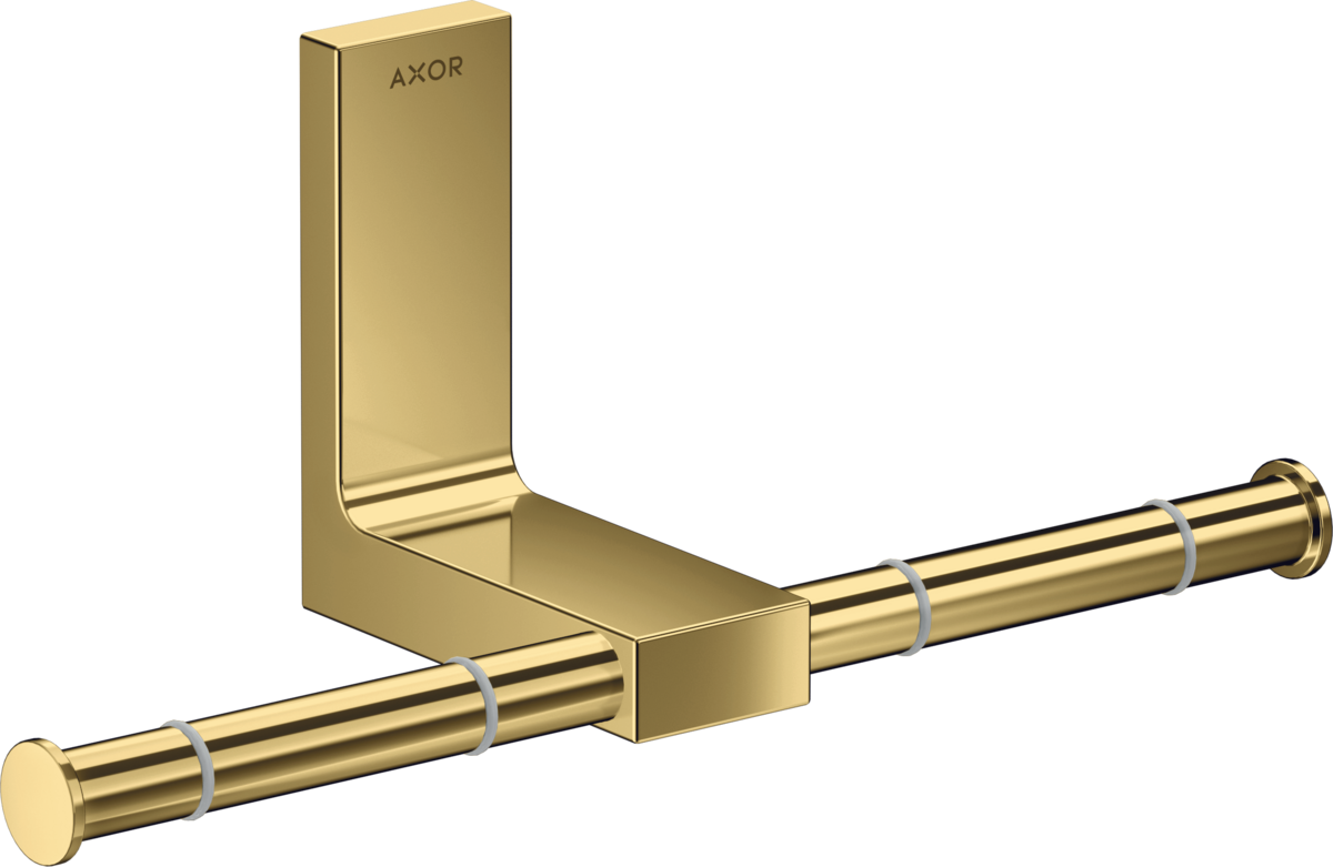 HANSGROHE AXOR Universal Rectangular Držák na toaletní papír dvojitý #42657990 - leštěný vzhled zlata