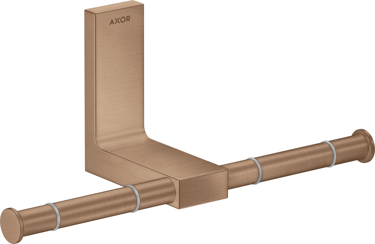 HANSGROHE AXOR Univerzální obdélníkový držák na toaletní papír dvojitý #42657310 - kartáčovaný červenozlatý