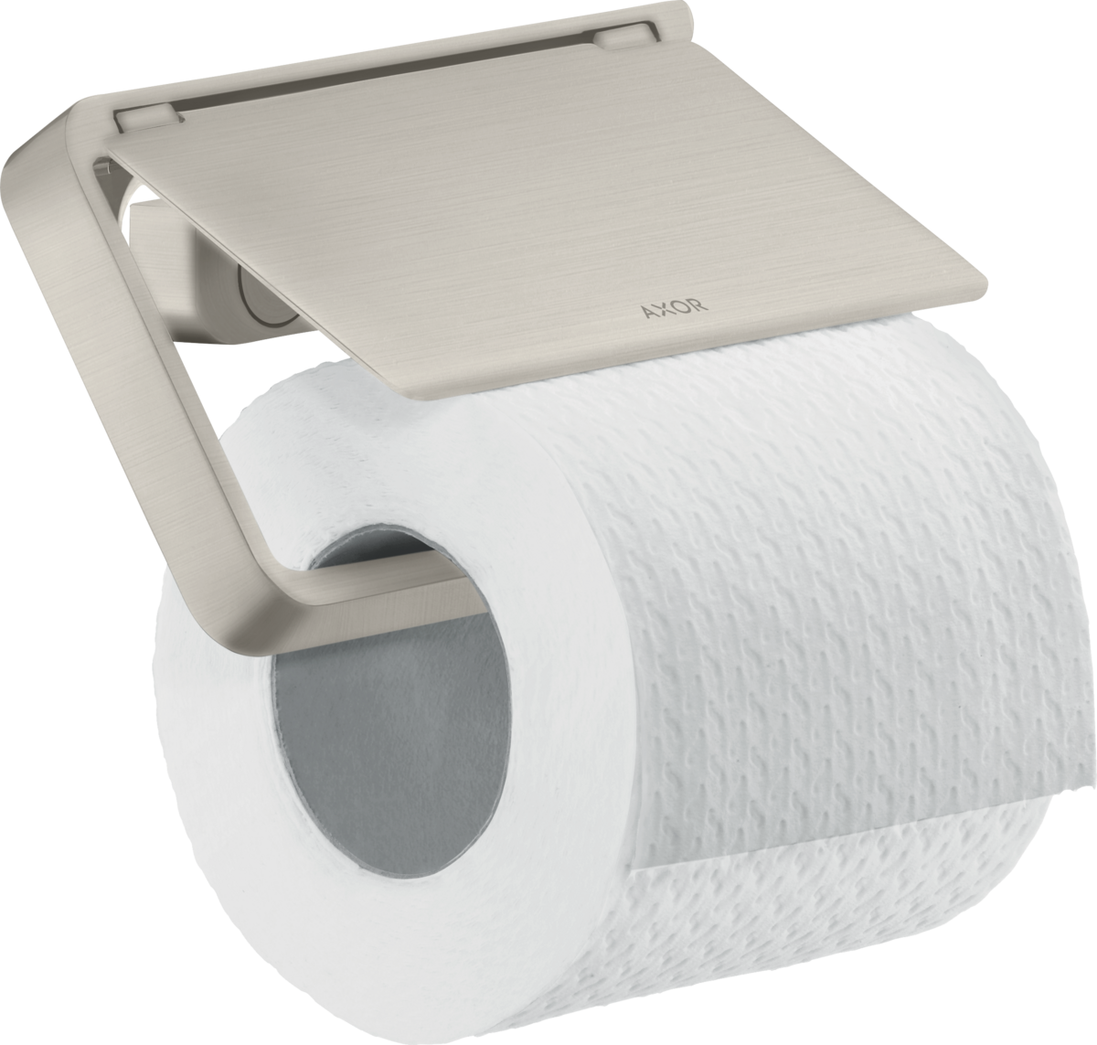 HANSGROHE AXOR Universal Softsquare držák na toaletní papír s víkem #42836800 - nerezová ocel Optic