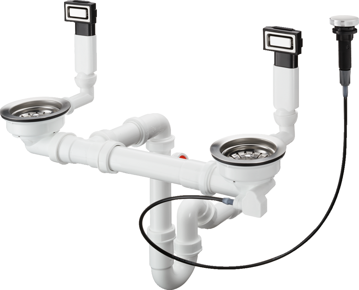 HANSGROHE D15-11 Automatická odtoková a přepadová souprava pro dvoudřez nerezová ocel 43932800