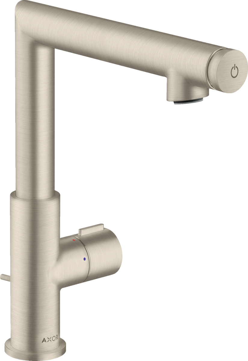 HANSGROHE AXOR Uno Umyvadlová baterie Select 220 s odtokovou soupravou s táhlem #45016820 - kartáčovaný nikl