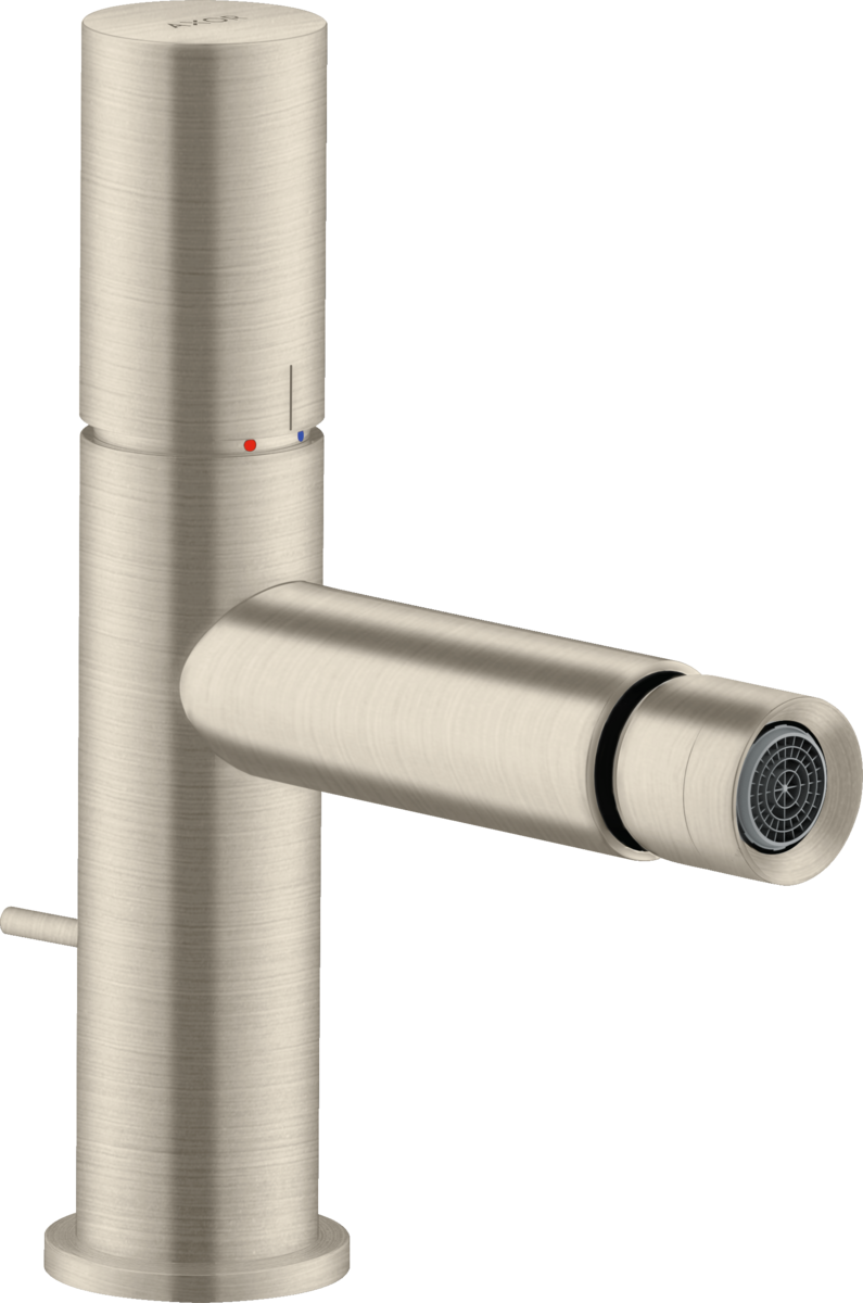 HANSGROHE AXOR Uno Páková bidetová baterie s rukojetí Zero a odtokovou soupravou s táhlem #45200820 - kartáčovaný nikl