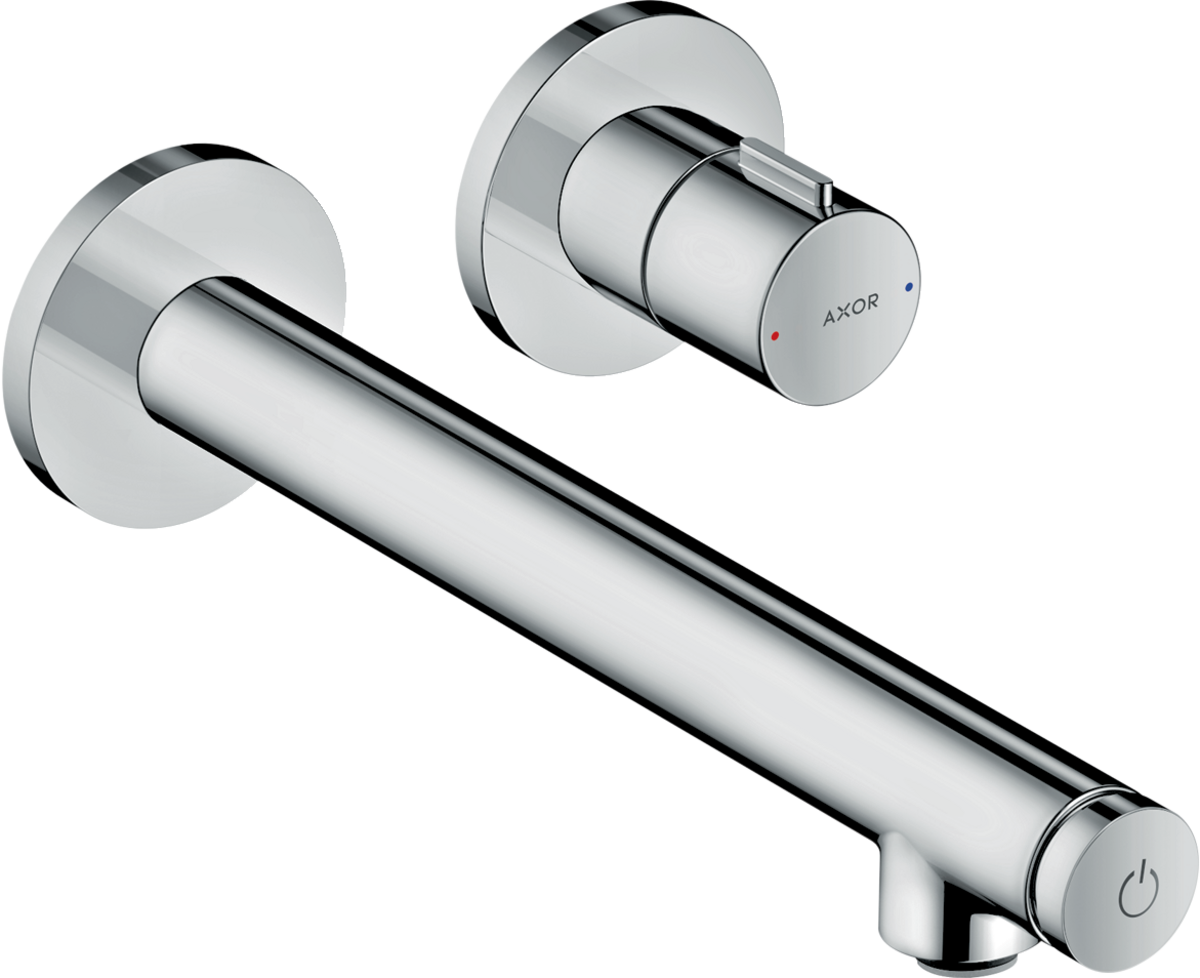 HANSGROHE AXOR Uno podomítková umyvadlová baterie pro montáž na stěnu Select s výtokem 221 mm #45113800 - nerezová ocel Optic