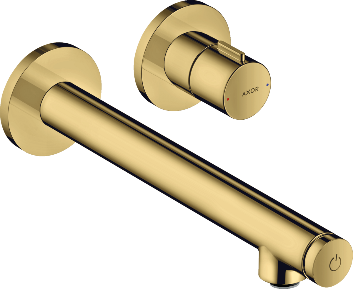 HANSGROHE AXOR Uno podomítková umyvadlová baterie pro montáž na stěnu Select s výtokem 221 mm #45113990 - Polished Gold Optic