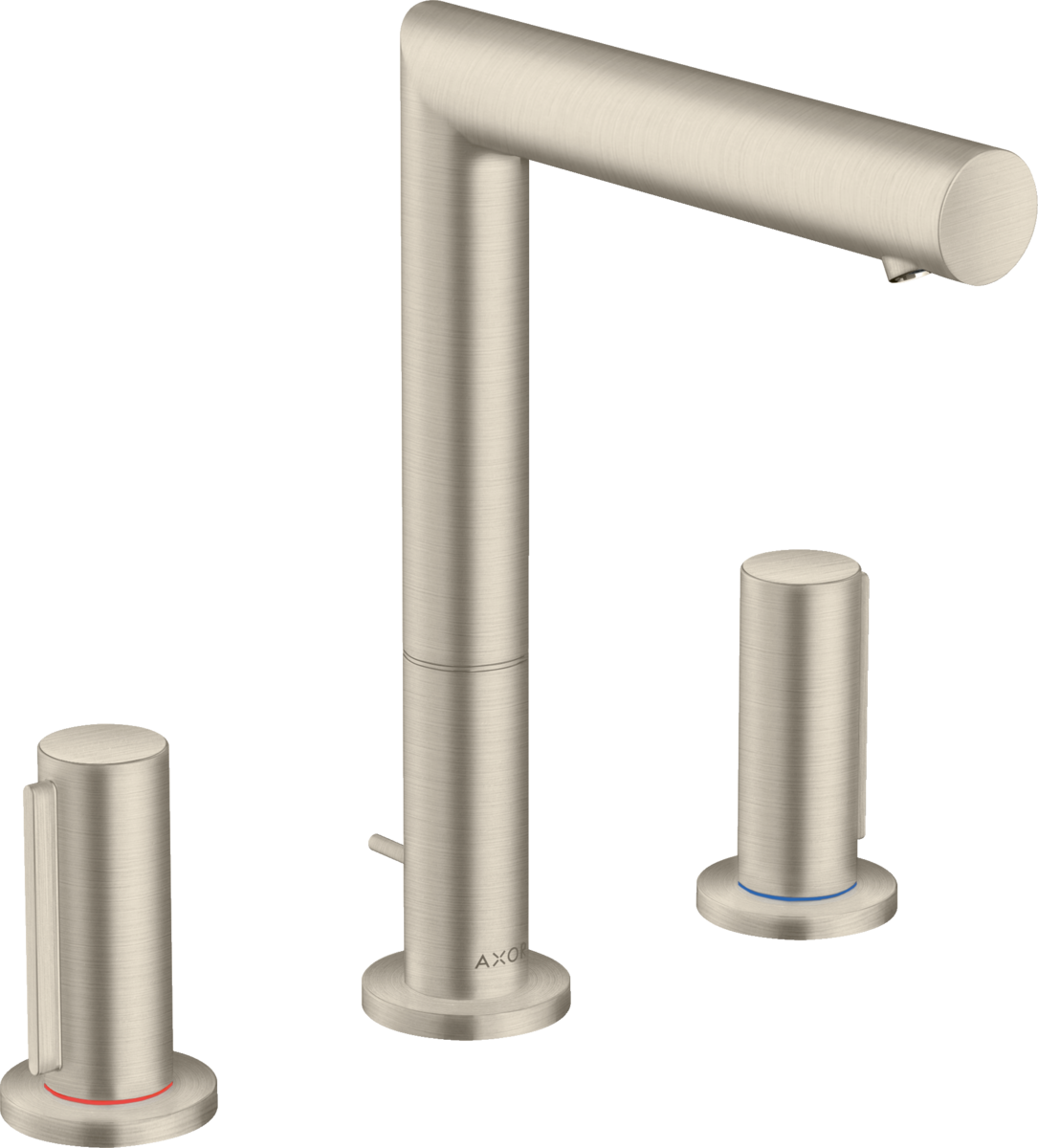 HANSGROHE AXOR Uno 3otvorová umyvadlová baterie 200 s rukojeťmi Zero a s odtokovou soupravou s táhlem #45133820 - kartáčovaný nikl