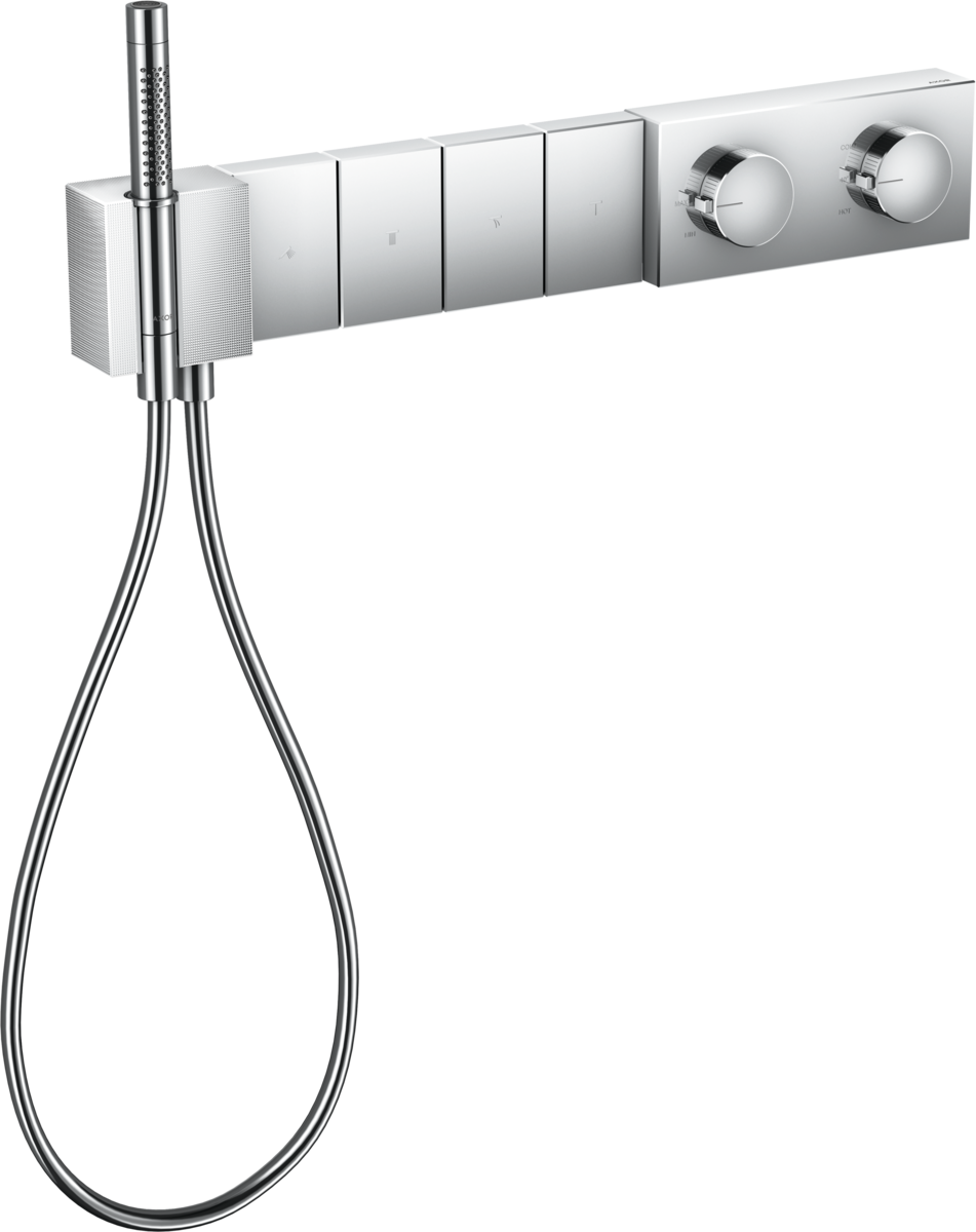 HANSGROHE AXOR Edge Modul termostatu Select 610/100 s podomítkovou instalací, pro 4 spotřebiče - diamantový brus #46721000 - chrom