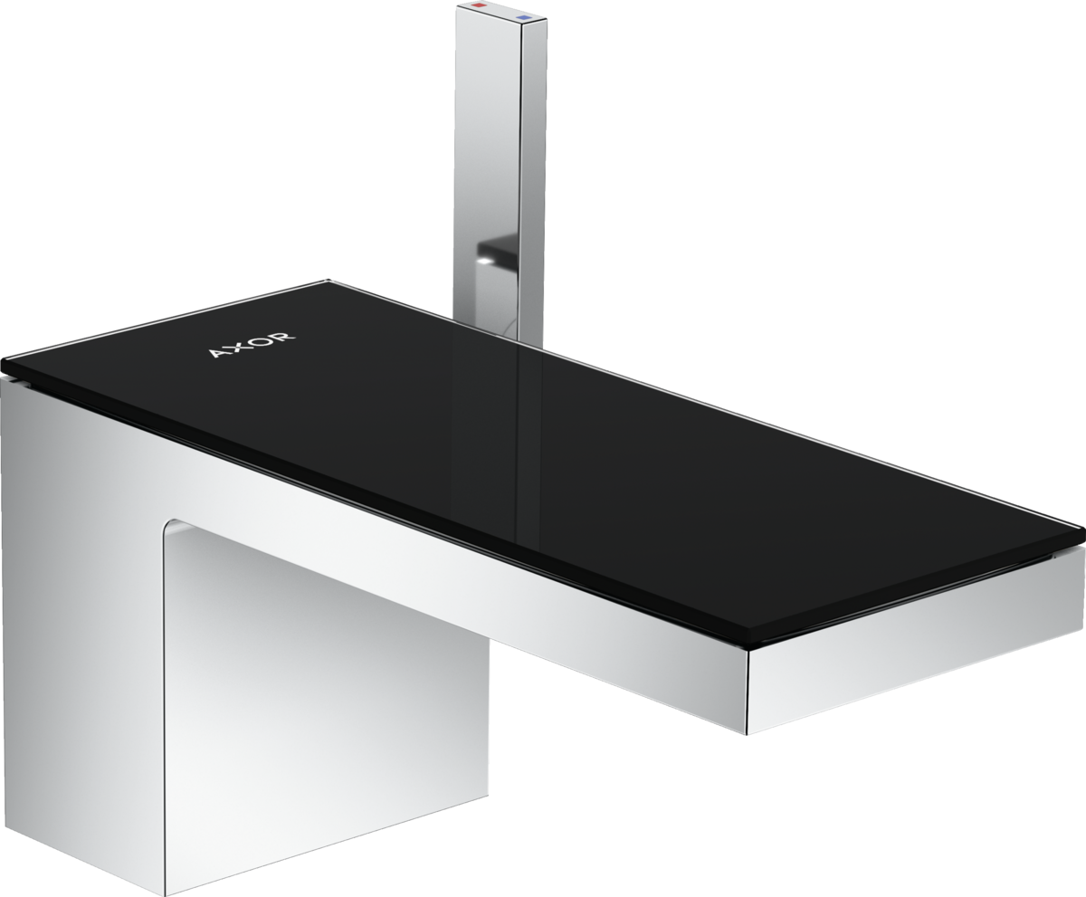 HANSGROHE AXOR MyEdition Páková umyvadlová baterie 70 s odtokovou soupravou Push-Open #47010600 - chrom/černé sklo