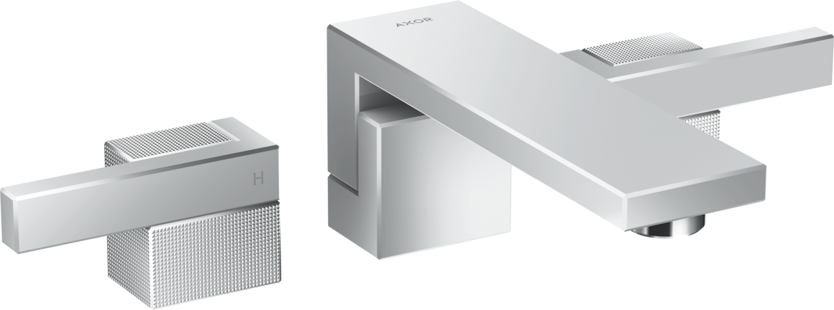 HANSGROHE AXOR Edge 3otvorová umyvadlová baterie pod omítku, montáž na stěnu, s výtokem 190 mm - diamantový brus #46061000 - chrom