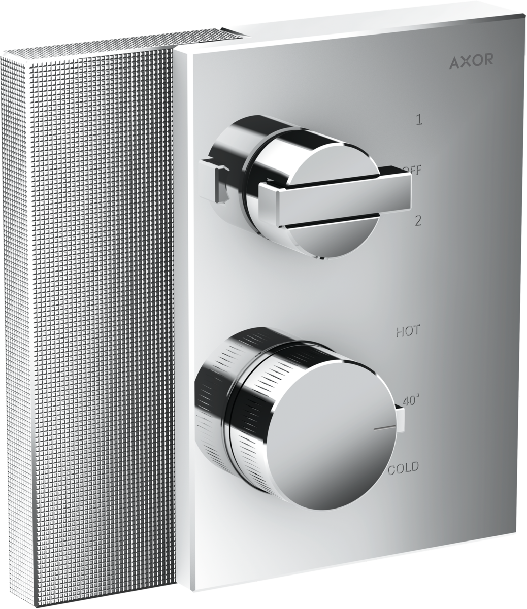 HANSGROHE AXOR Edge Termostat s podomítkovou instalací, s uzavíracím a přepínacím ventilem - diamantový brus #46761000 - chrom