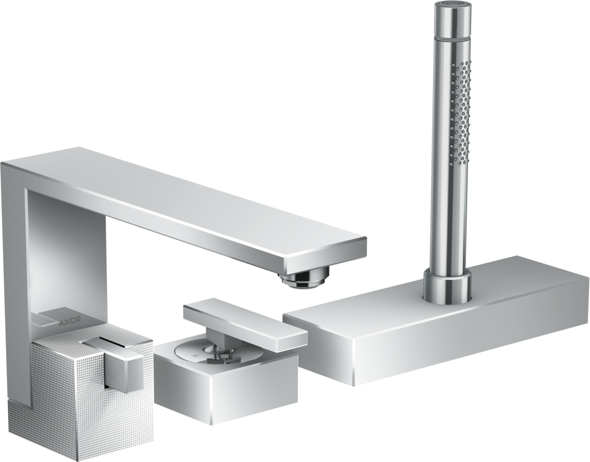 HANSGROHE AXOR Edge 3otvorová baterie na okraj vany - diamantový brus #46431000 - chrom