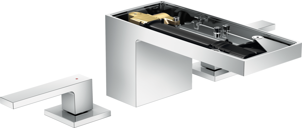 HANSGROHE AXOR MyEdition 3otvorová umyvadlová baterie 70 s odtokovou soupravou Push-Open, bez destičky #47052000 - chrom