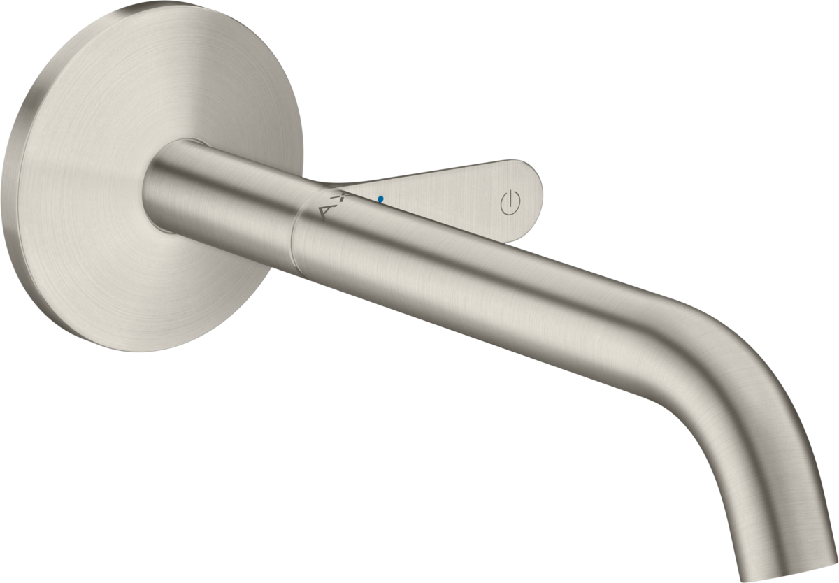 HANSGROHE AXOR Jedna podomítková umyvadlová baterie pro montáž na stěnu Select s výtokem 220 mm #48112800 - nerezová ocel Optic