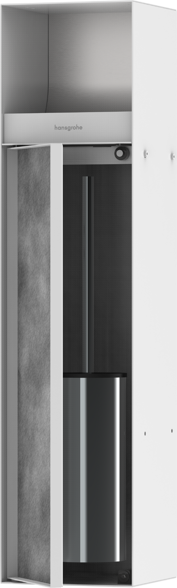 HANSGROHE XtraStoris Rock Zabudovaný držák na WC kartáč s držákem na toaletní papír a možností obkladu dvířek #56062700 - matná bílá