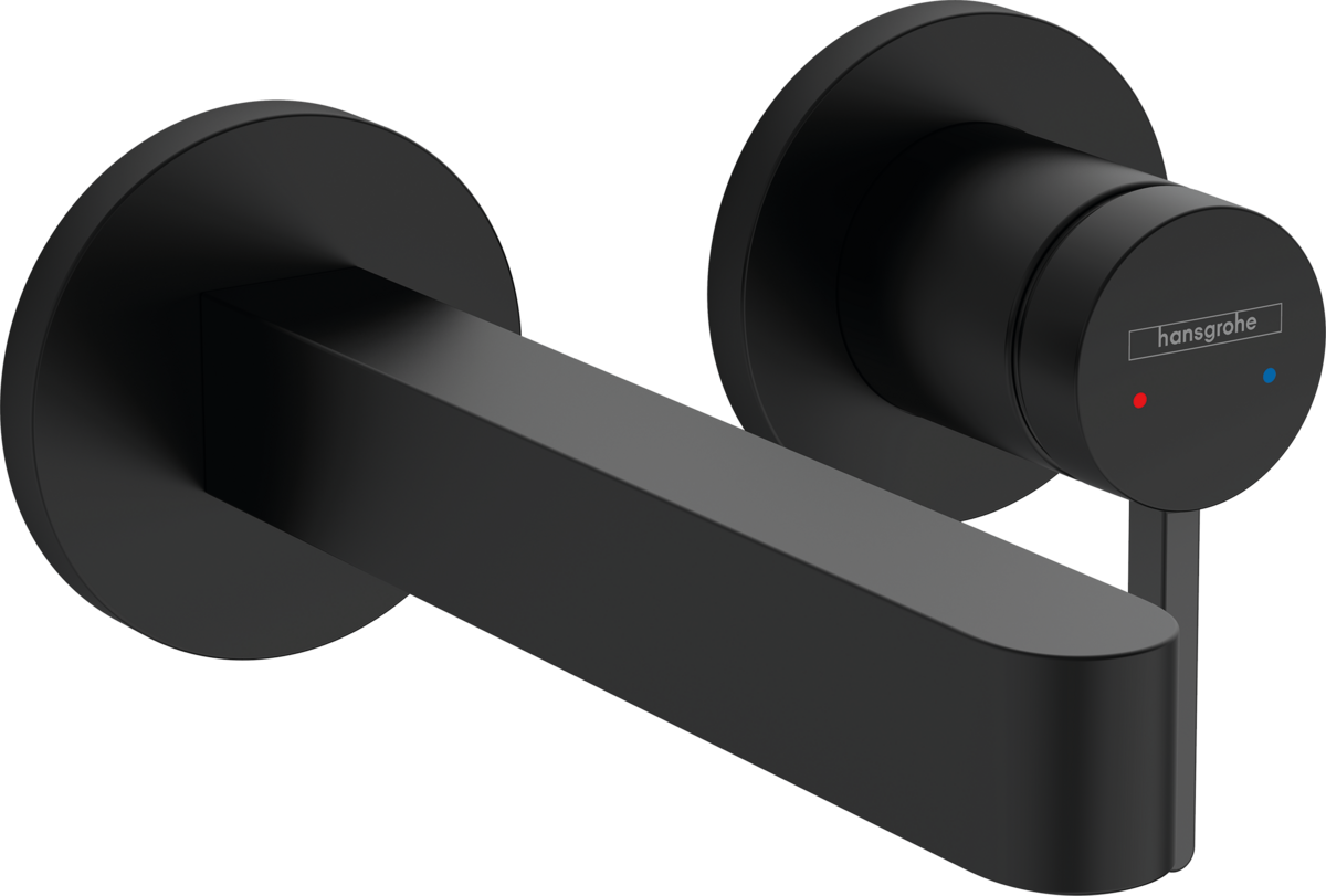 Obrázek HANSGROHE Finoris Páková umyvadlová baterie pod omítku, pro montáž na stěnu s výtokem 16,8 cm matná černá 76051670