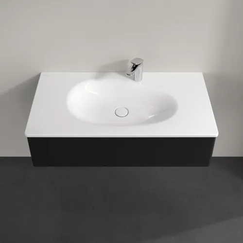 VILLEROY BOCH Toaletní skříňka Antao, 1 zásuvka, 988 x 256 x 493 mm, přední strana bez konstrukce, černý matný lak #K02000PD, obrázek 4
