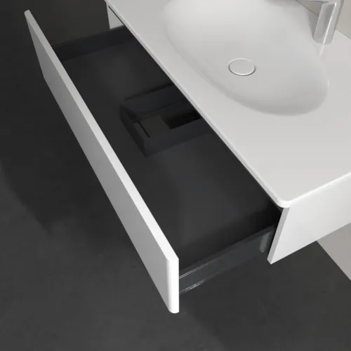 VILLEROY BOCH Toaletní skříňka Antao, 1 zásuvka, 988 x 256 x 493 mm, přední strana bez konstrukce, lesklý bílý lak #K02000GF, obrázek 5
