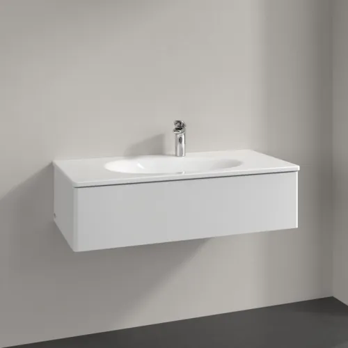 VILLEROY BOCH Toaletní skříňka Antao, 1 zásuvka, 988 x 256 x 493 mm, přední strana bez konstrukce, lesklý bílý lak #K02000GF, obrázek 2