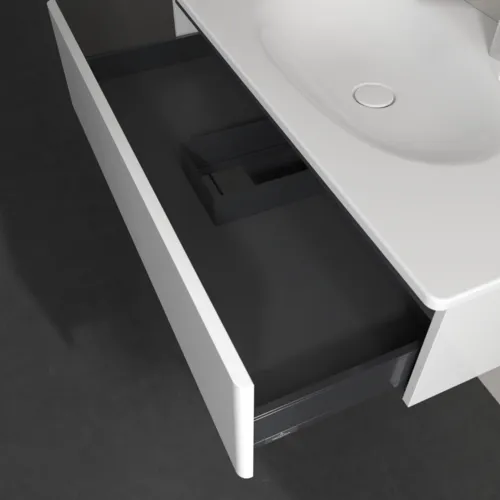 VILLEROY BOCH Toaletní skříňka Antao, 1 zásuvka, 988 x 256 x 493 mm, přední strana bez konstrukce, lesklý bílý lak #K02000GF, obrázek 6