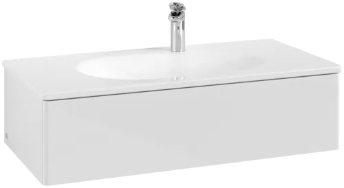 VILLEROY BOCH Toaletní skříňka Antao, 1 zásuvka, 988 x 256 x 493 mm, přední strana bez konstrukce, lesklý bílý lak #K02000GF