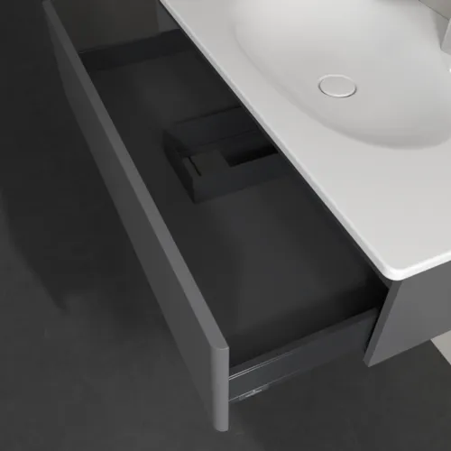 VILLEROY BOCH Toaletní skříňka Antao, 1 zásuvka, 988 x 256 x 493 mm, přední strana bez konstrukce, antracitový matný lak #K02000GK, obrázek 7