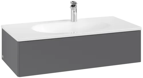 VILLEROY BOCH Toaletní skříňka Antao, 1 zásuvka, 988 x 256 x 493 mm, přední strana bez konstrukce, antracitový matný lak #K02000GK