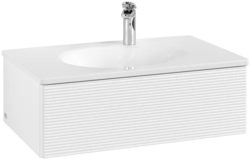 VILLEROY BOCH Toaletní skříňka Antao, 1 zásuvka, 788 x 256 x 496 mm, texturovaná přední část, bílý matný lak #K01100MT