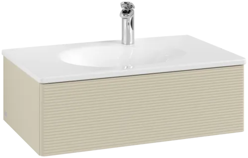 VILLEROY BOCH Toaletní skříňka Antao, 1 zásuvka, 788 x 256 x 496 mm, přední strana s konstrukcí, hedvábně šedý matný lak #K01100HJ