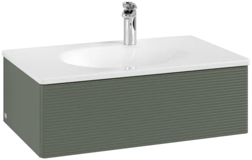 VILLEROY BOCH Toaletní skříňka Antao, 1 zásuvka, 788 x 256 x 496 mm, texturovaná přední část, listově zelený matný lak #K01100HL