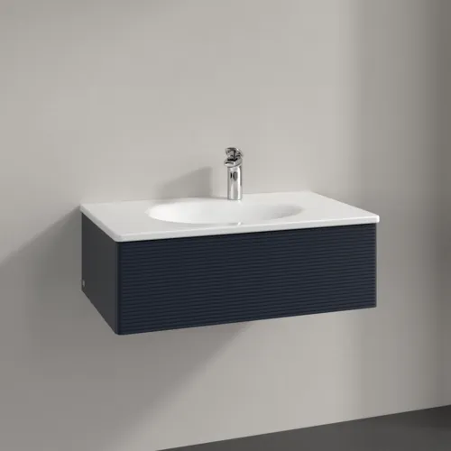 VILLEROY BOCH Toaletní skříňka Antao, 1 zásuvka, 788 x 256 x 496 mm, texturovaná přední část, matný lak Midnight Blue #K01100HG, obrázek 2