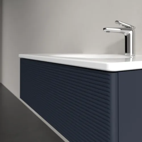 VILLEROY BOCH Toaletní skříňka Antao, 1 zásuvka, 788 x 256 x 496 mm, texturovaná přední část, matný lak Midnight Blue #K01100HG, obrázek 5