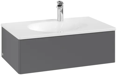 VILLEROY BOCH Toaletní skříňka Antao, 1 zásuvka, 788 x 256 x 496 mm, přední strana bez konstrukce, antracitový matný lak #K01000GK