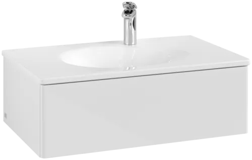 VILLEROY BOCH Toaletní skříňka Antao, 1 zásuvka, 788 x 256 x 496 mm, přední strana bez konstrukce, lesklý bílý lak #K01000GF