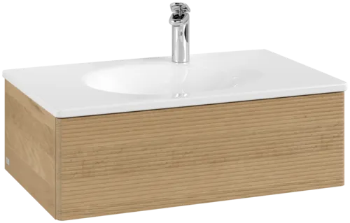 VILLEROY BOCH Toaletní skříňka Antao, 1 zásuvka, 788 x 256 x 496 mm, texturované čelo, medový dub #K01100HN