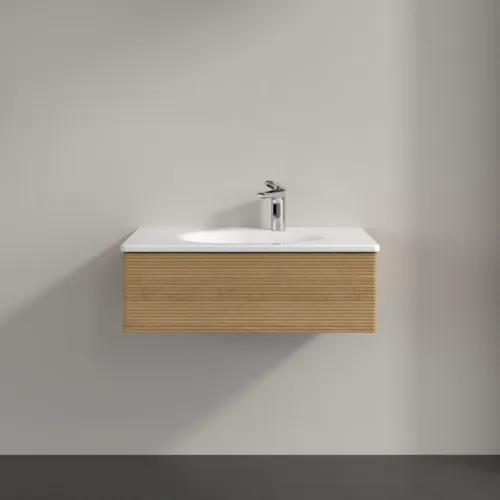 VILLEROY BOCH Toaletní skříňka Antao, 1 zásuvka, 788 x 256 x 496 mm, texturované čelo, medový dub #K01100HN, obrázek 3