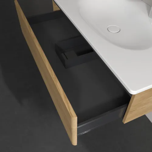 VILLEROY BOCH Toaletní skříňka Antao, 1 zásuvka, 988 x 256 x 493 mm, přední strana bez konstrukce, medový dub #K02000HN, obrázek 7