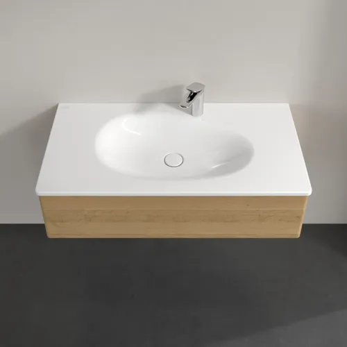 VILLEROY BOCH Toaletní skříňka Antao, 1 zásuvka, 988 x 256 x 493 mm, přední strana bez konstrukce, medový dub #K02000HN, obrázek 4