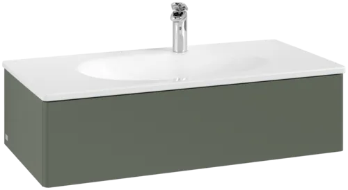 VILLEROY BOCH Toaletní skříňka Antao, 1 zásuvka, 988 x 256 x 493 mm, přední strana bez konstrukce, listově zelený matný lak #K02000HL