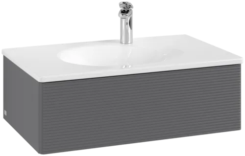 VILLEROY BOCH Toaletní skříňka Antao, 1 zásuvka, 788 x 256 x 496 mm, strukturovaná přední část, antracitový matný lak #K01100GK