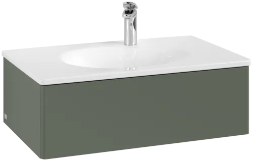 VILLEROY BOCH Toaletní skříňka Antao, 1 zásuvka, 788 x 256 x 496 mm, přední strana bez konstrukce, listově zelený matný lak #K01000HL