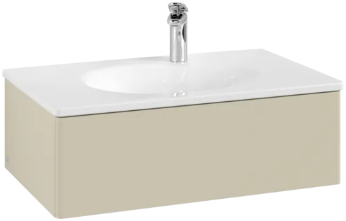 VILLEROY BOCH Toaletní skříňka Antao, 1 zásuvka, 788 x 256 x 496 mm, přední strana bez konstrukce, hedvábně šedý matný lak #K01000HJ