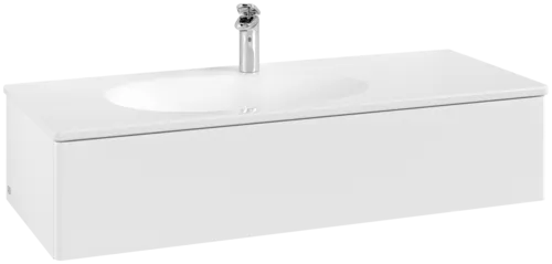VILLEROY BOCH Toaletní skříňka Antao, 1 zásuvka, 1188 x 256 x 493 mm, přední strana bez konstrukce, bílý matný lak #K03000MT
